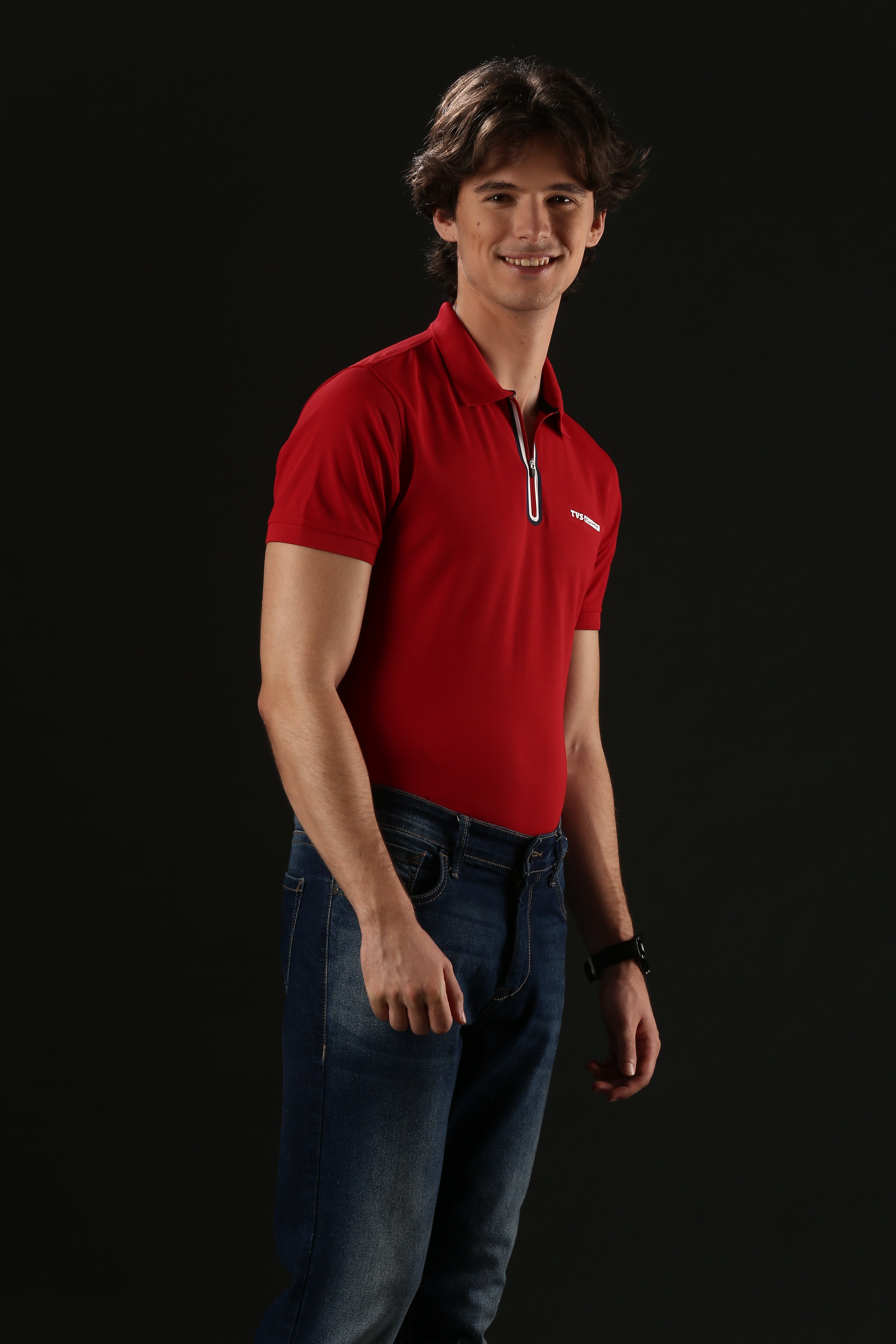 TVS Originals Racing Men’s Polo T-Shirt | 100% Polyester | Quick-Dry | Antimicrobial Finish | Zipper Placket | Reflective Branding | Lightweight Activewear | 200 GSM | Regular Fit